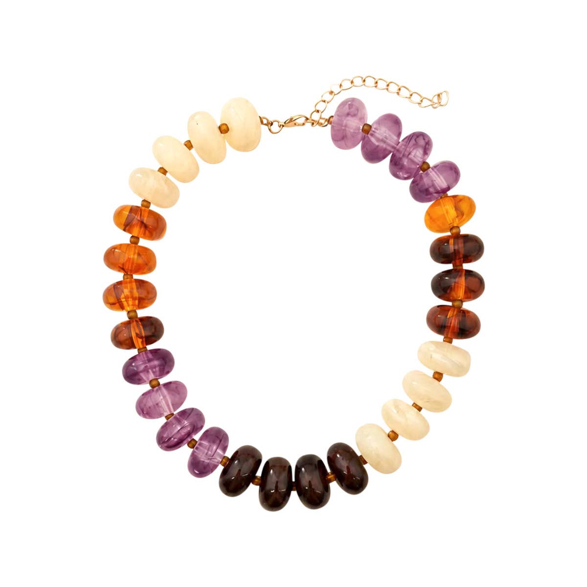 Carissa Chunky Beaded Necklace- Tortoise Purple Mix-Briton Court
