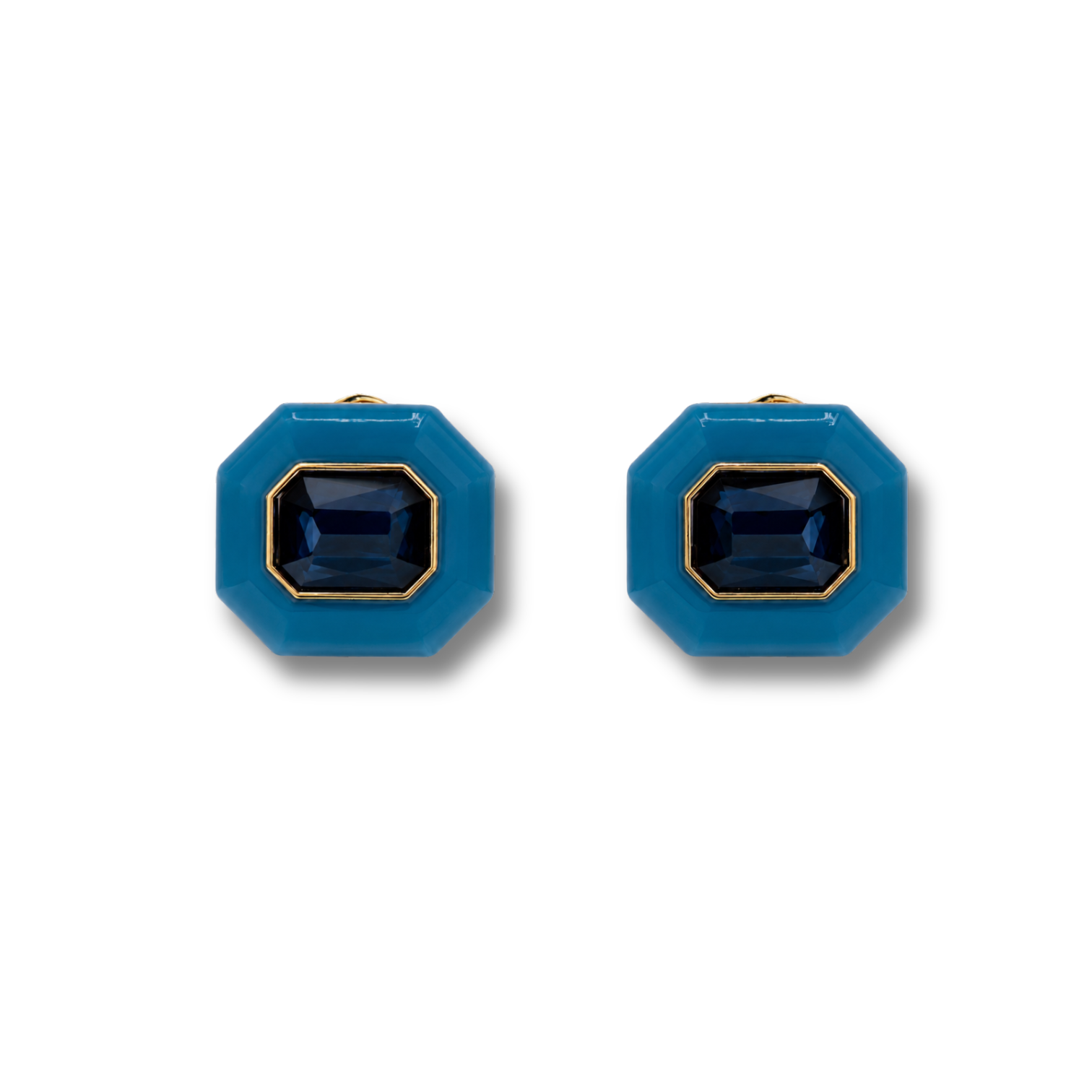 Lena Sapphire Resin Octagon Earrings-Briton Court
