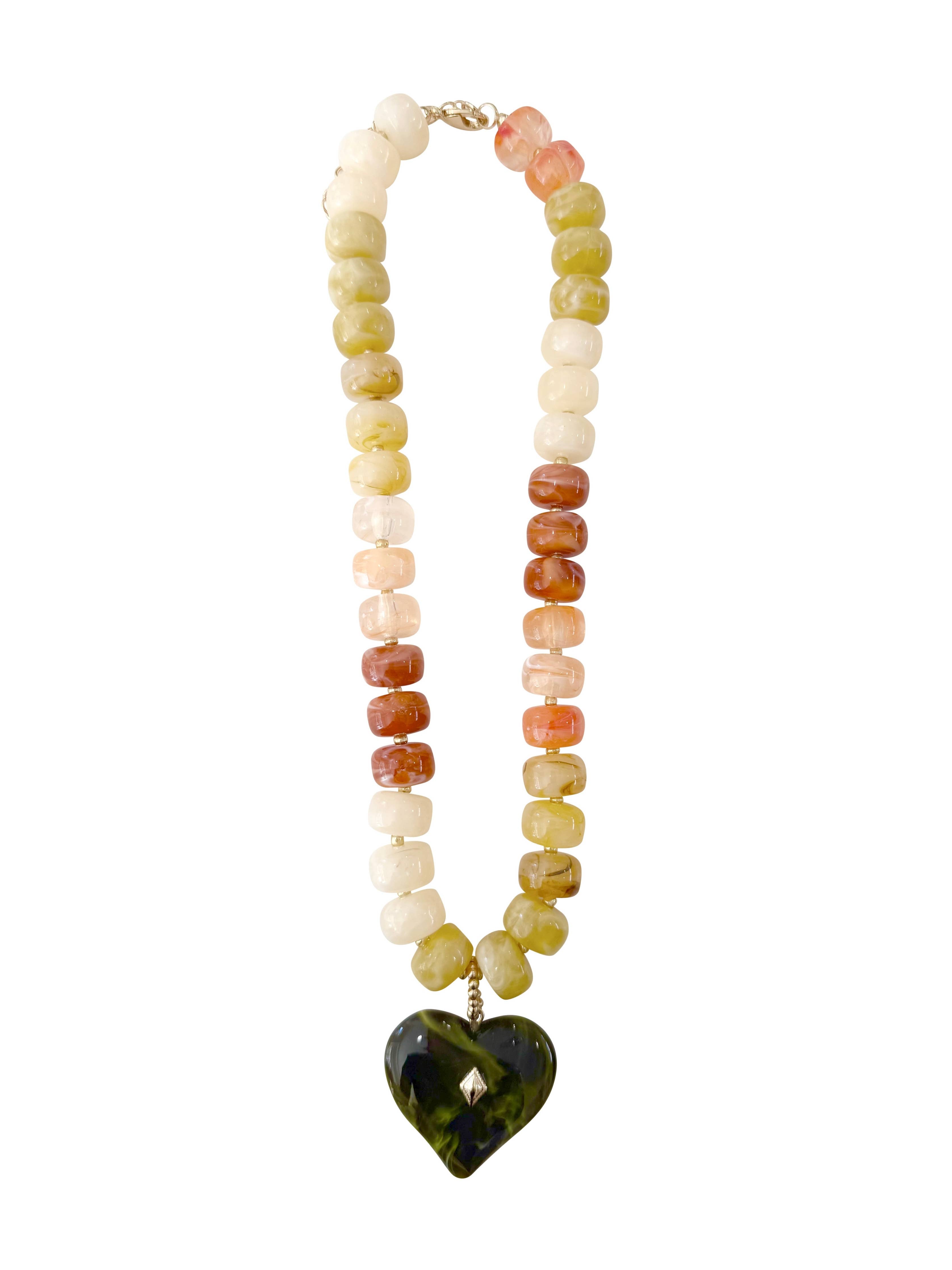 Holden Beaded Necklace with Heart Charm- Pastel-Briton Court