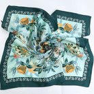 Folk Bloom Square Scarf, Emerald Border-Briton Court