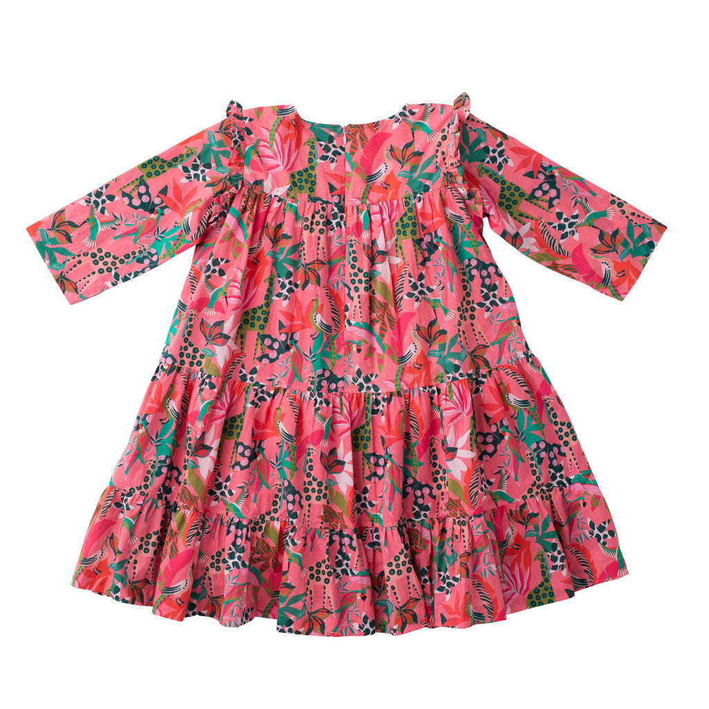 Girls Cece Ruffle Dress- Coral Reef-Briton Court