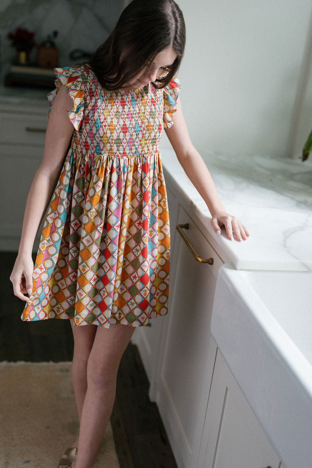 Olive Smocked Dress-Briton Court