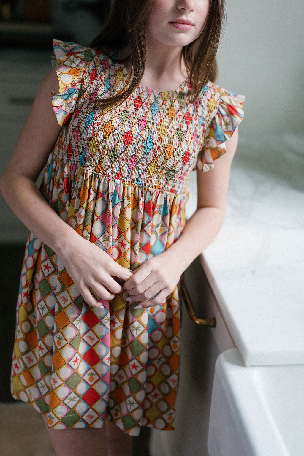 Olive Smocked Dress-Briton Court