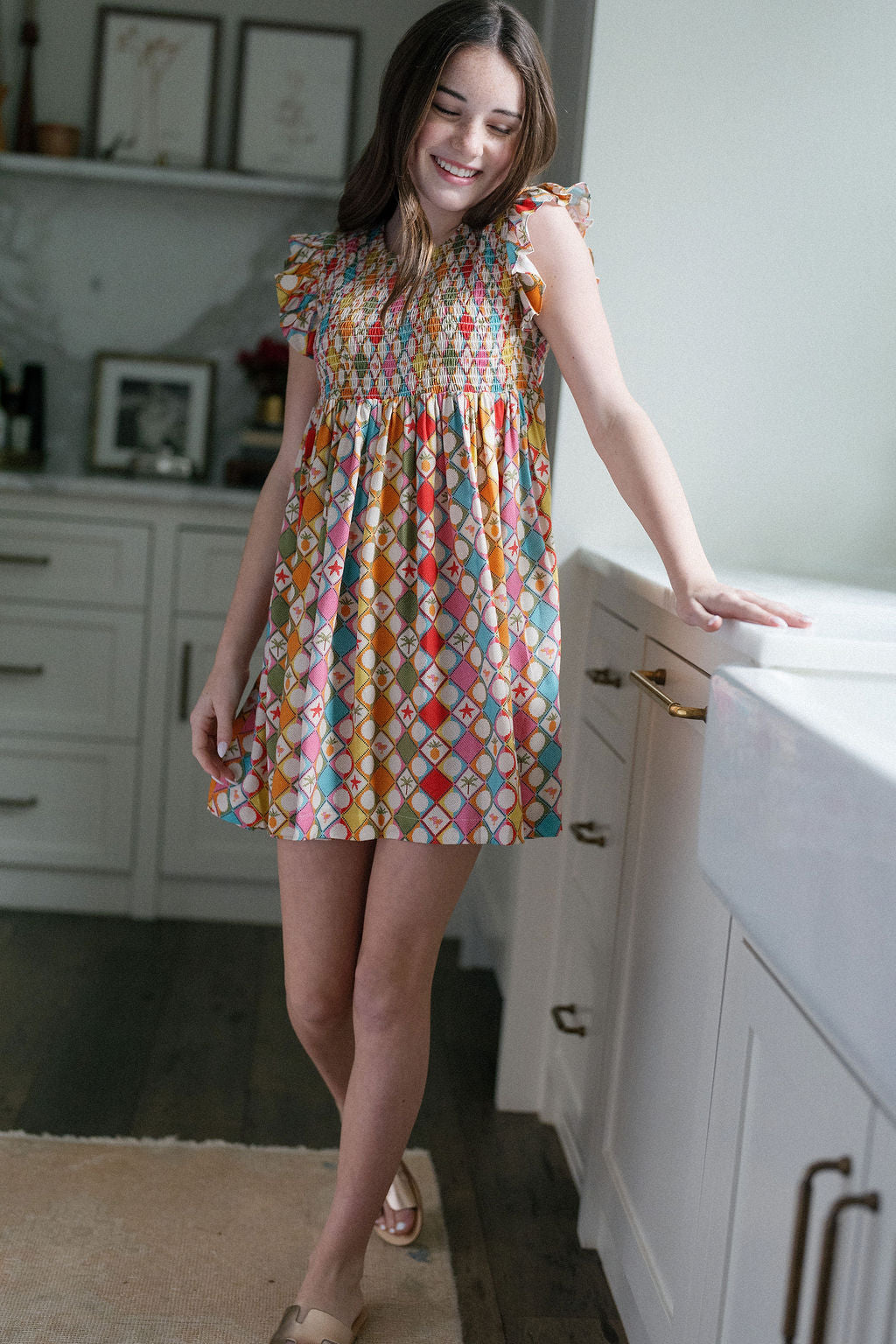 Olive Smocked Dress-Briton Court