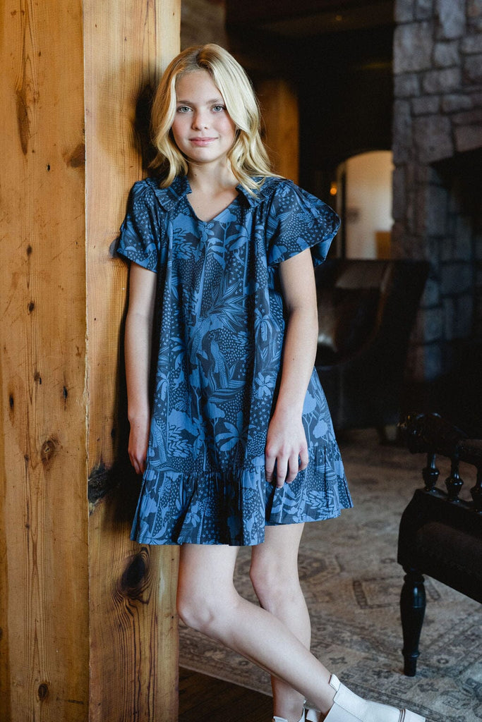 Girls Penelope Dress- Dutch Blue-Briton Court