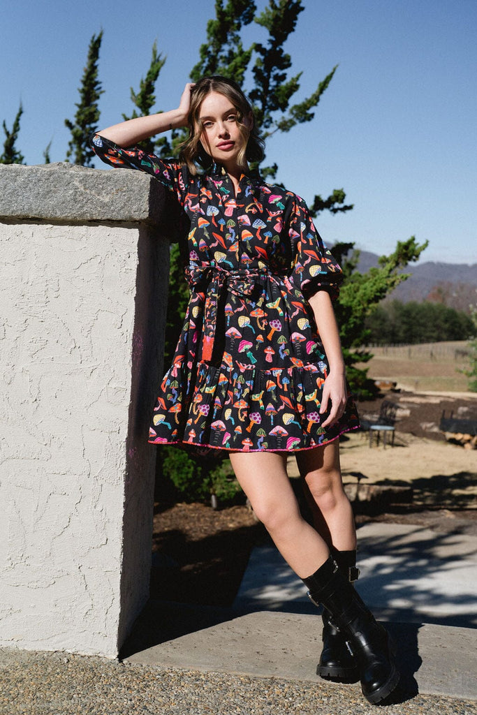 The Hazel Mini Dress- Mushroom Print-Briton Court