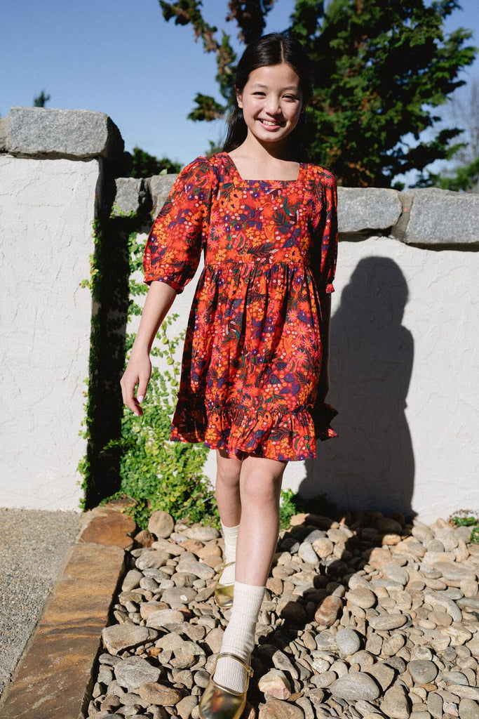 Girls Kenzie Dress- Fall Floral-Briton Court