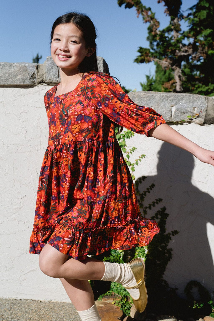 Girls Kenzie Dress- Fall Floral-Briton Court