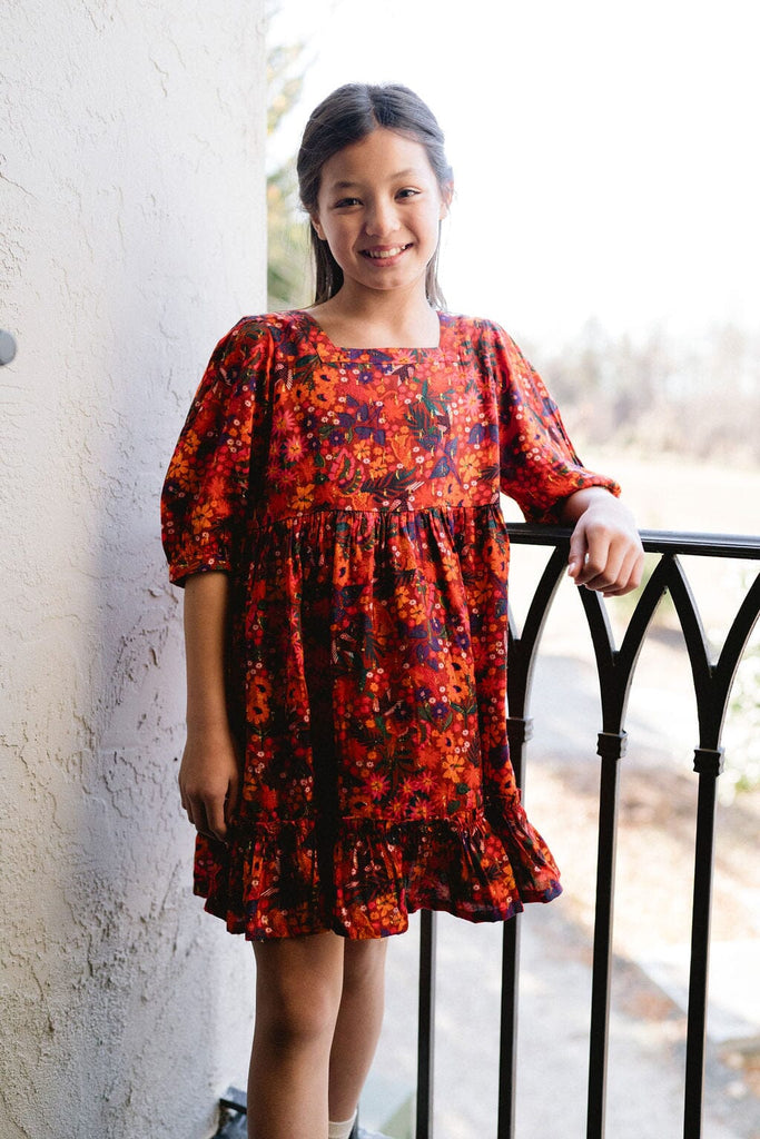 Girls Kenzie Dress- Fall Floral-Briton Court