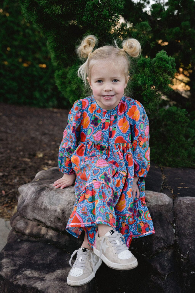 girls long sleeve printed dress - briton court