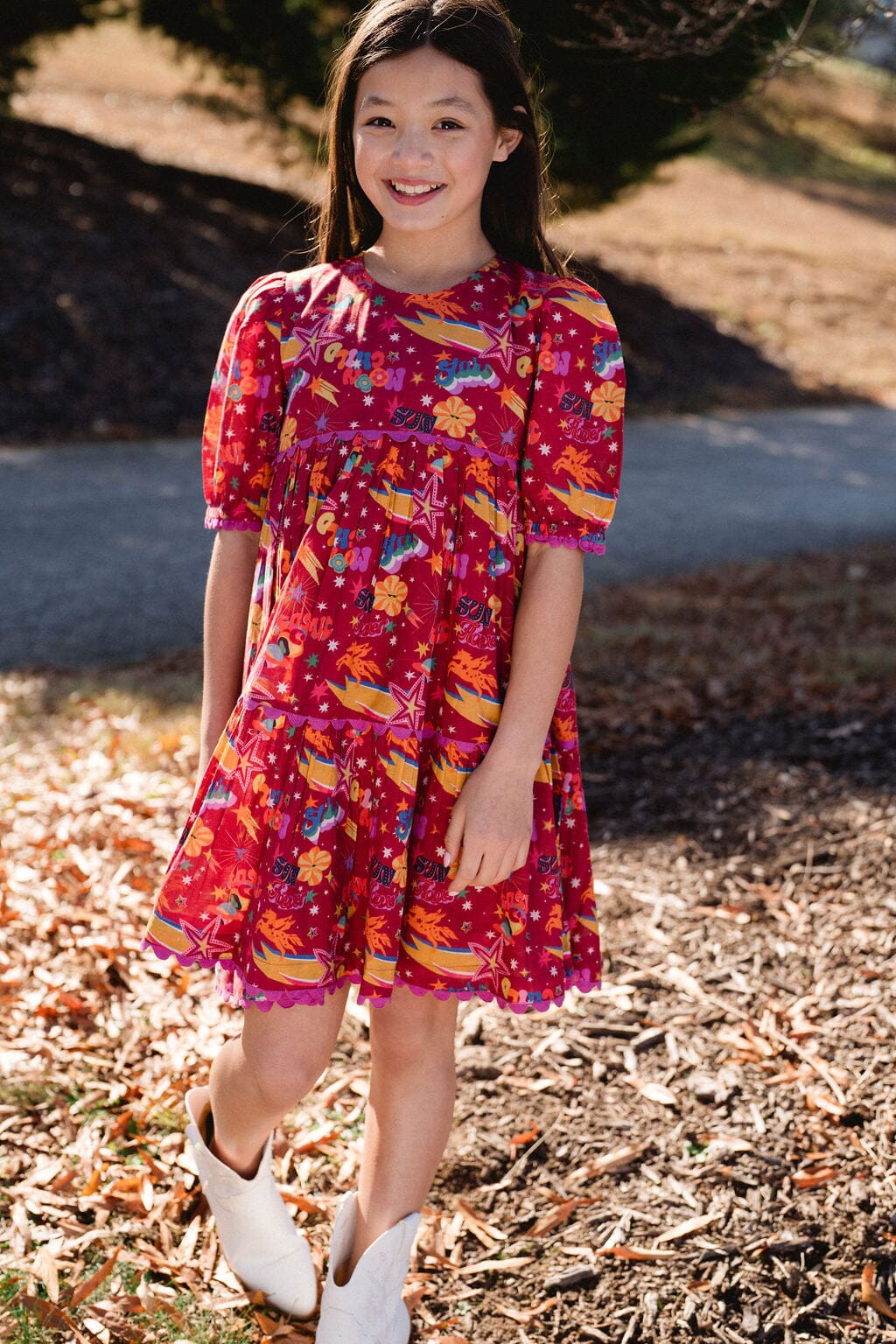 Girls Quinn Dress- Cosmic Burgundy-Briton Court