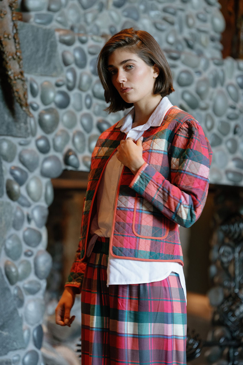 Charlotte Quilted Plaid Jacket-Briton Court