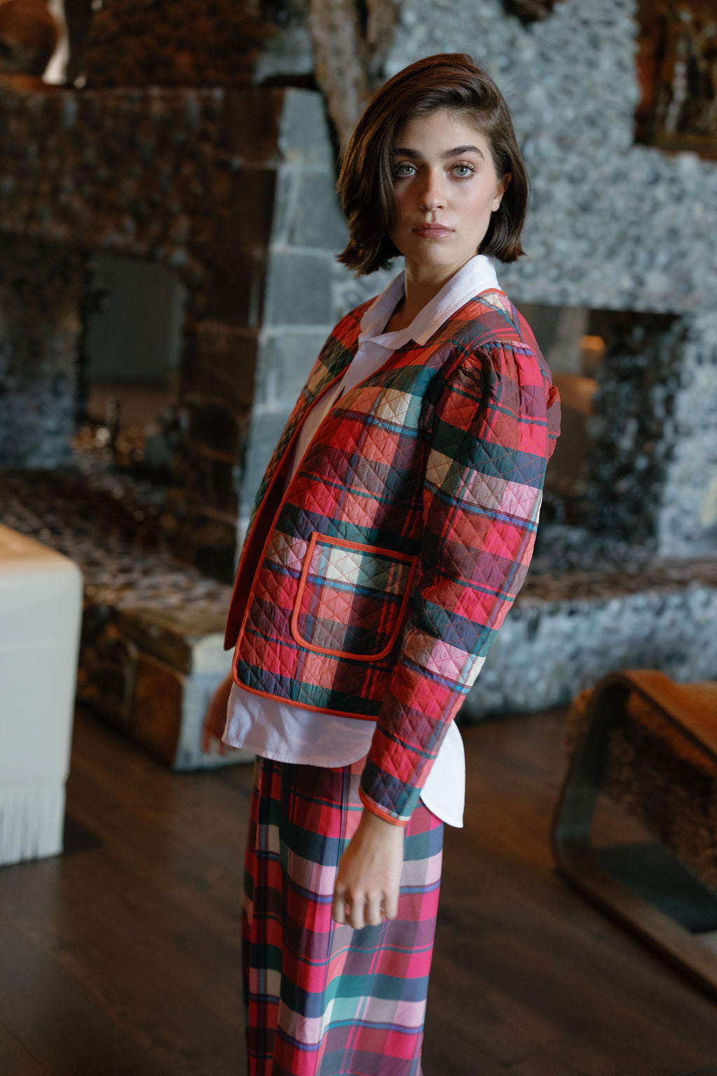 Charlotte Quilted Plaid Jacket-Briton Court