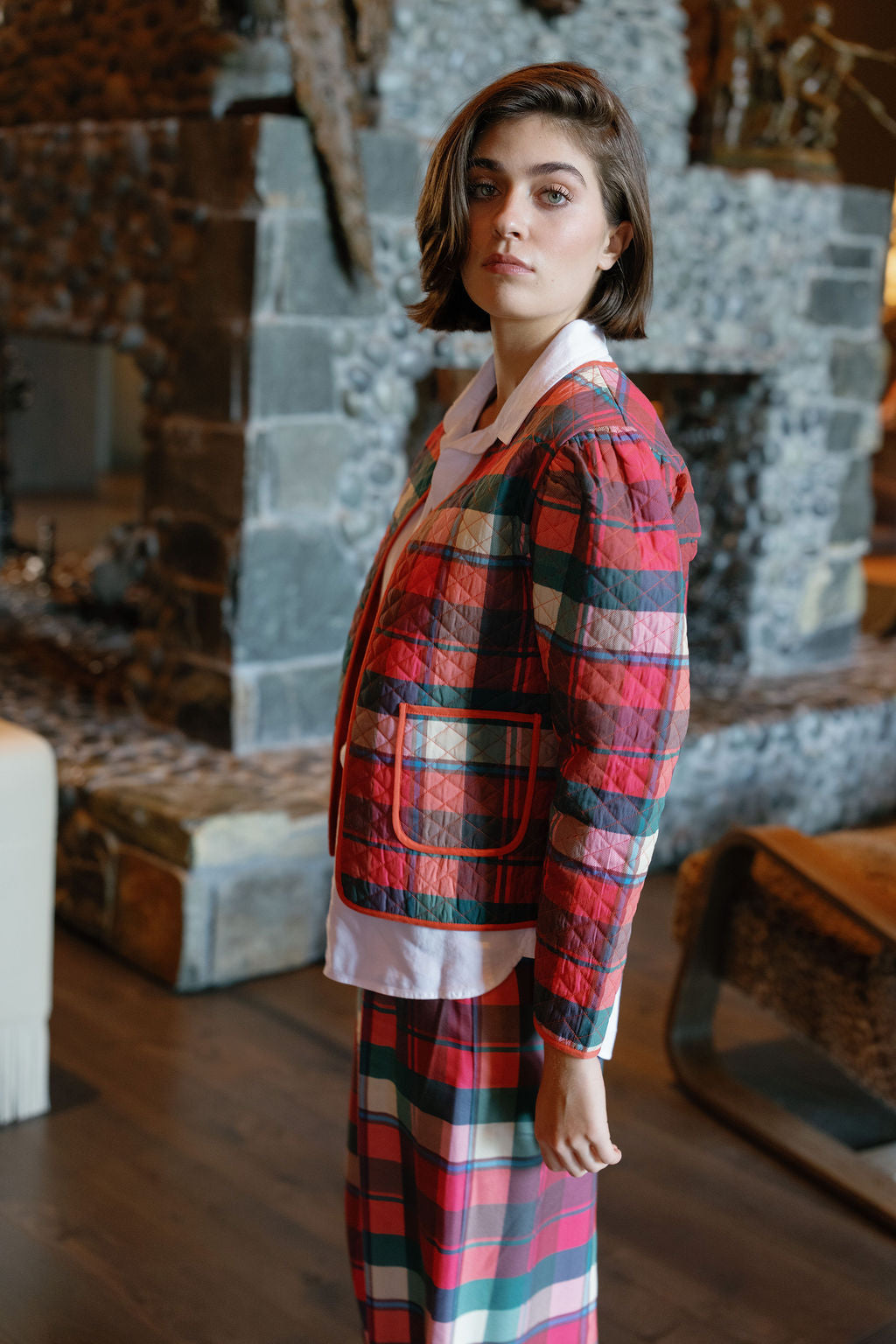 Charlotte Quilted Plaid Jacket-Briton Court