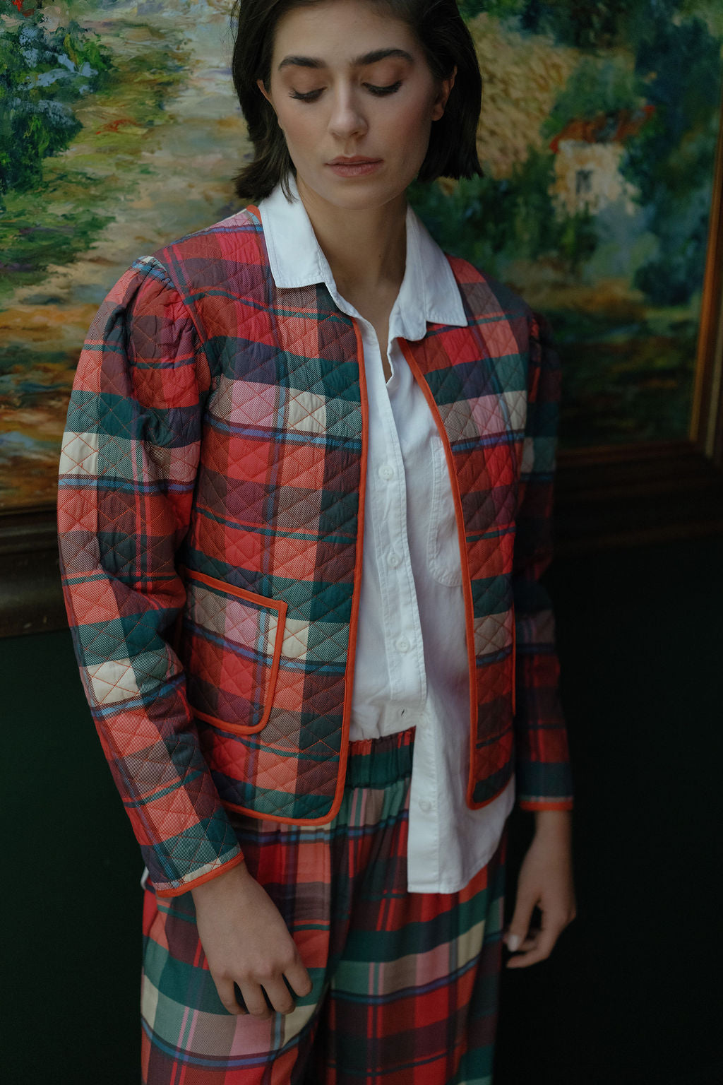 Charlotte Quilted Plaid Jacket-Briton Court