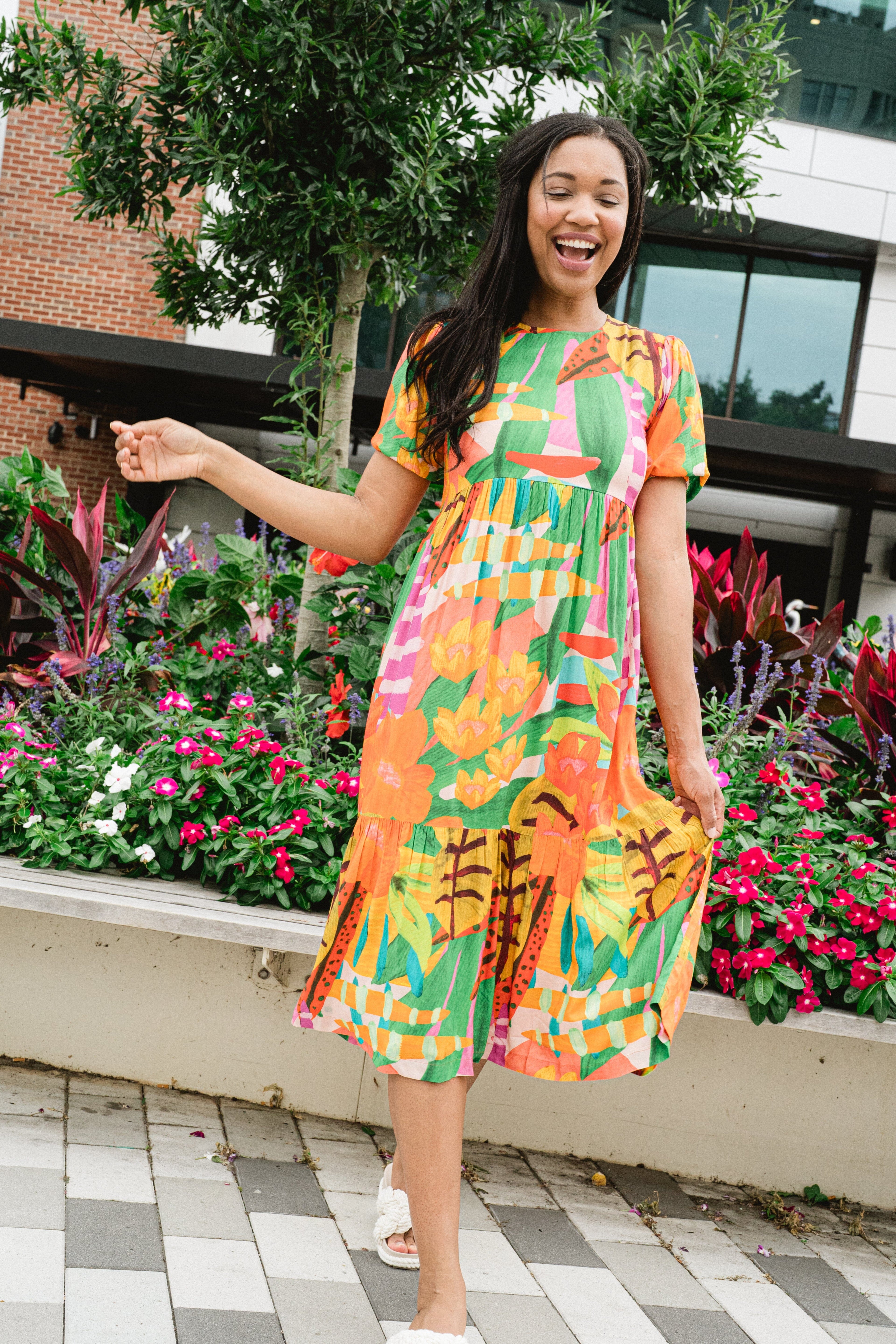 colorful midi dress - briton court