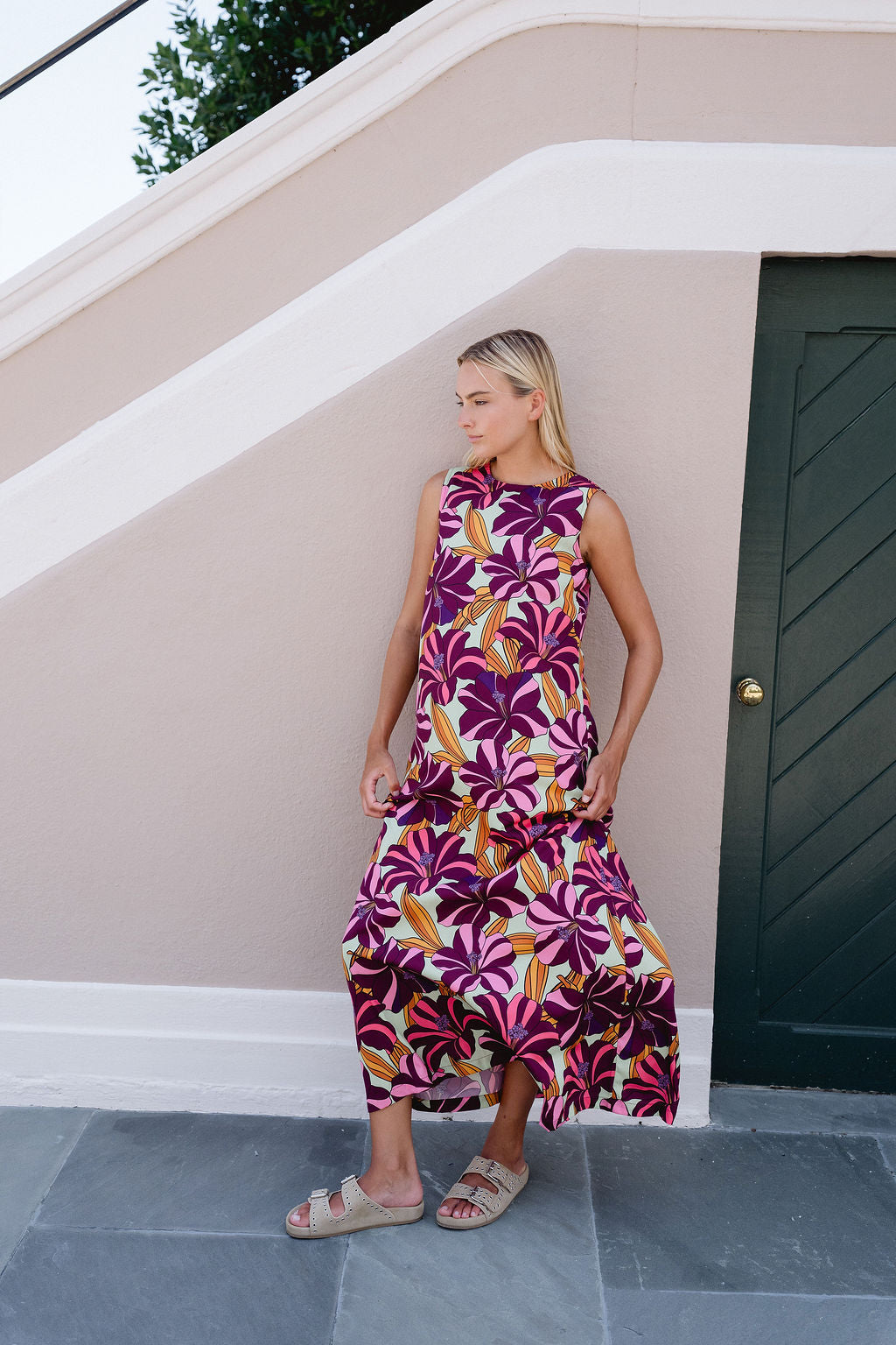 Stephe Maxi Dress- Wild Orchid Bloom-Briton Court