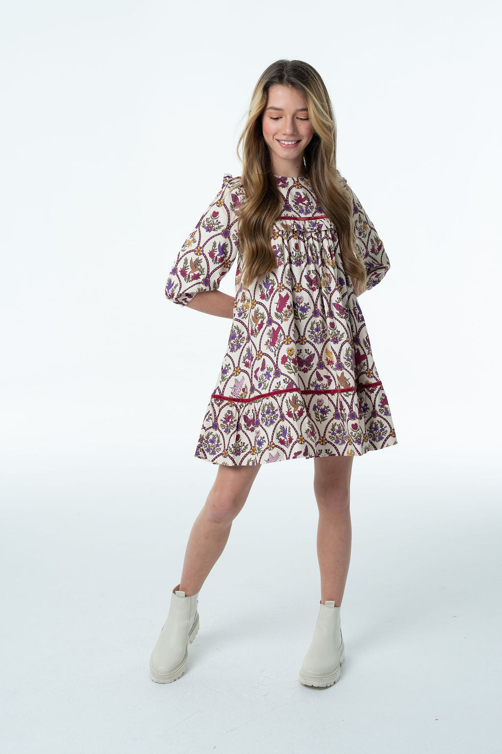 Blair Velvet Trim Dress-Briton Court