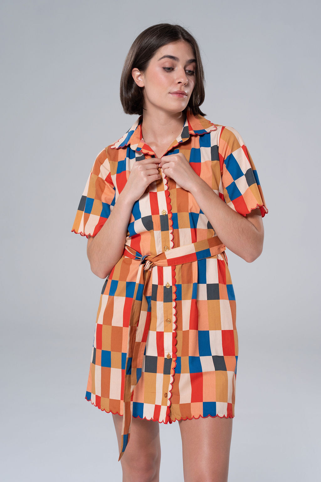 Monica Scalloped Mini Dress-Briton Court