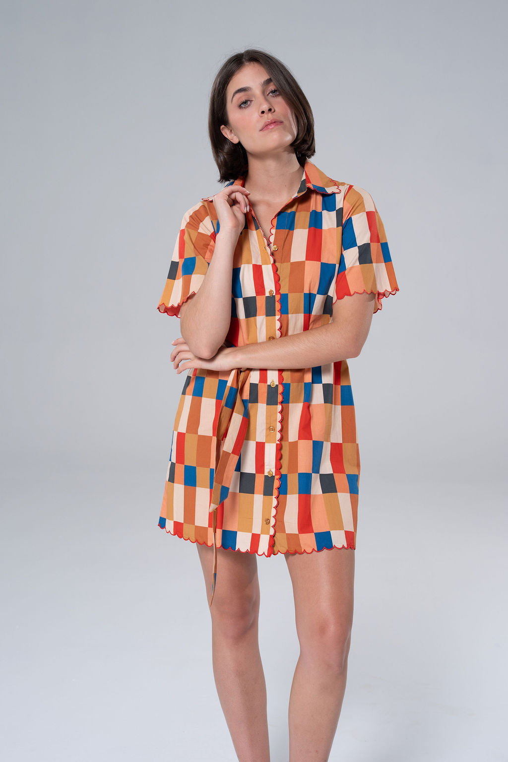 Monica Scalloped Mini Dress-Briton Court
