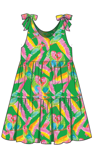 Girls Olivia Dress- Tropical Green - final sale-Briton Court