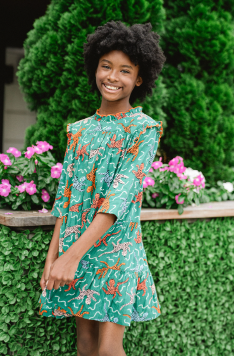 Girls Flutter Sleeve Dress-Briton Court