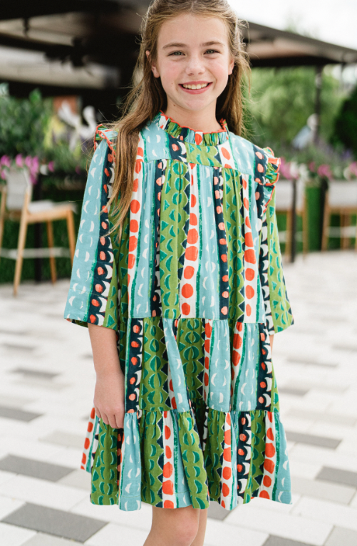 Girls Flutter Sleeve Dress-Briton Court