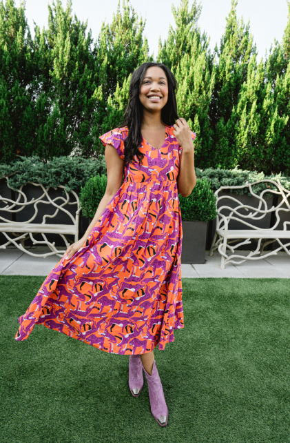 Jenny Cheetah Maxi Dress- Orange Crush-Briton Court