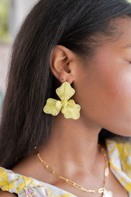 Kaia - Raffia Flower Earring-Briton Court