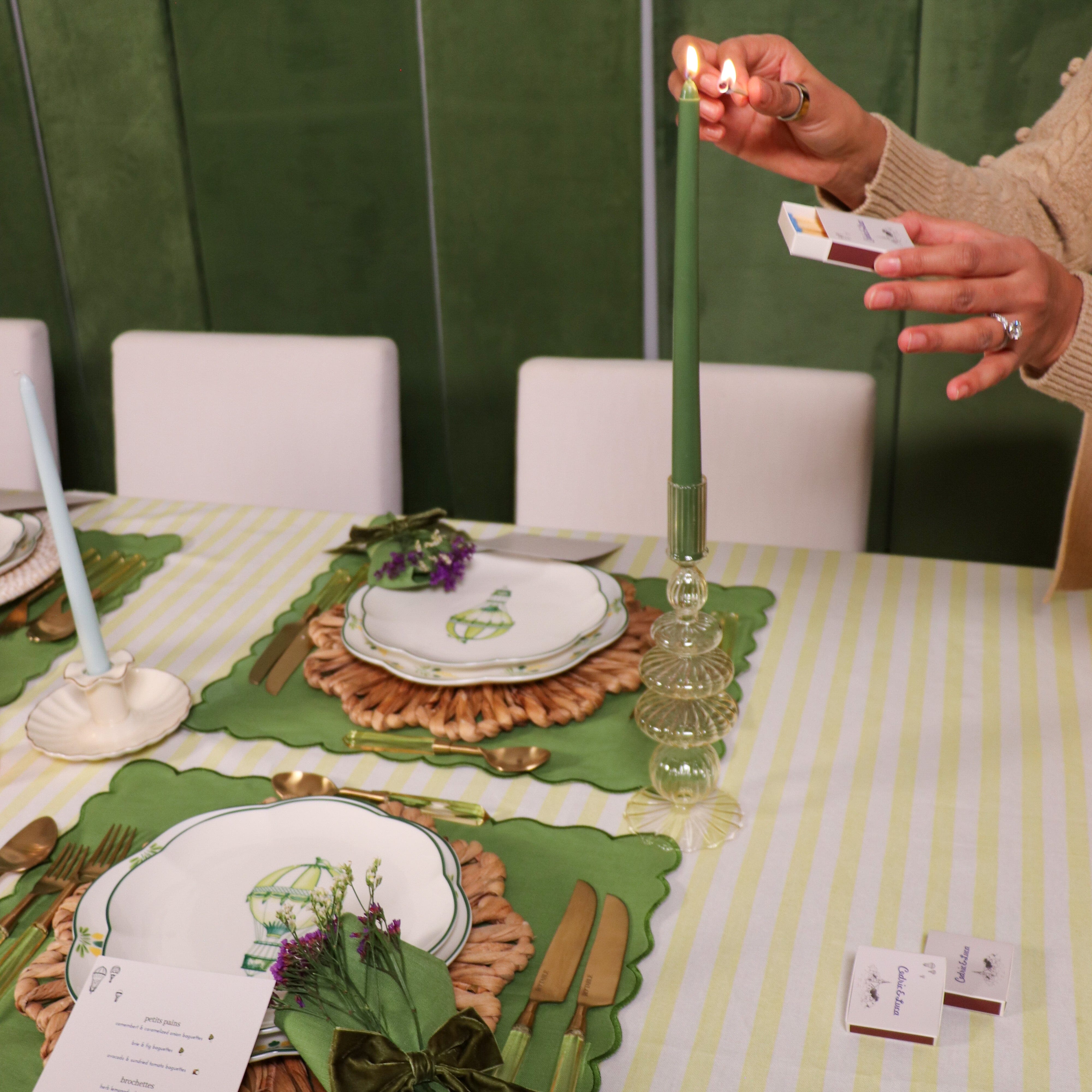 24 Extra Tall Pine Green Taper Candle - 6 Packs of 4-Briton Court