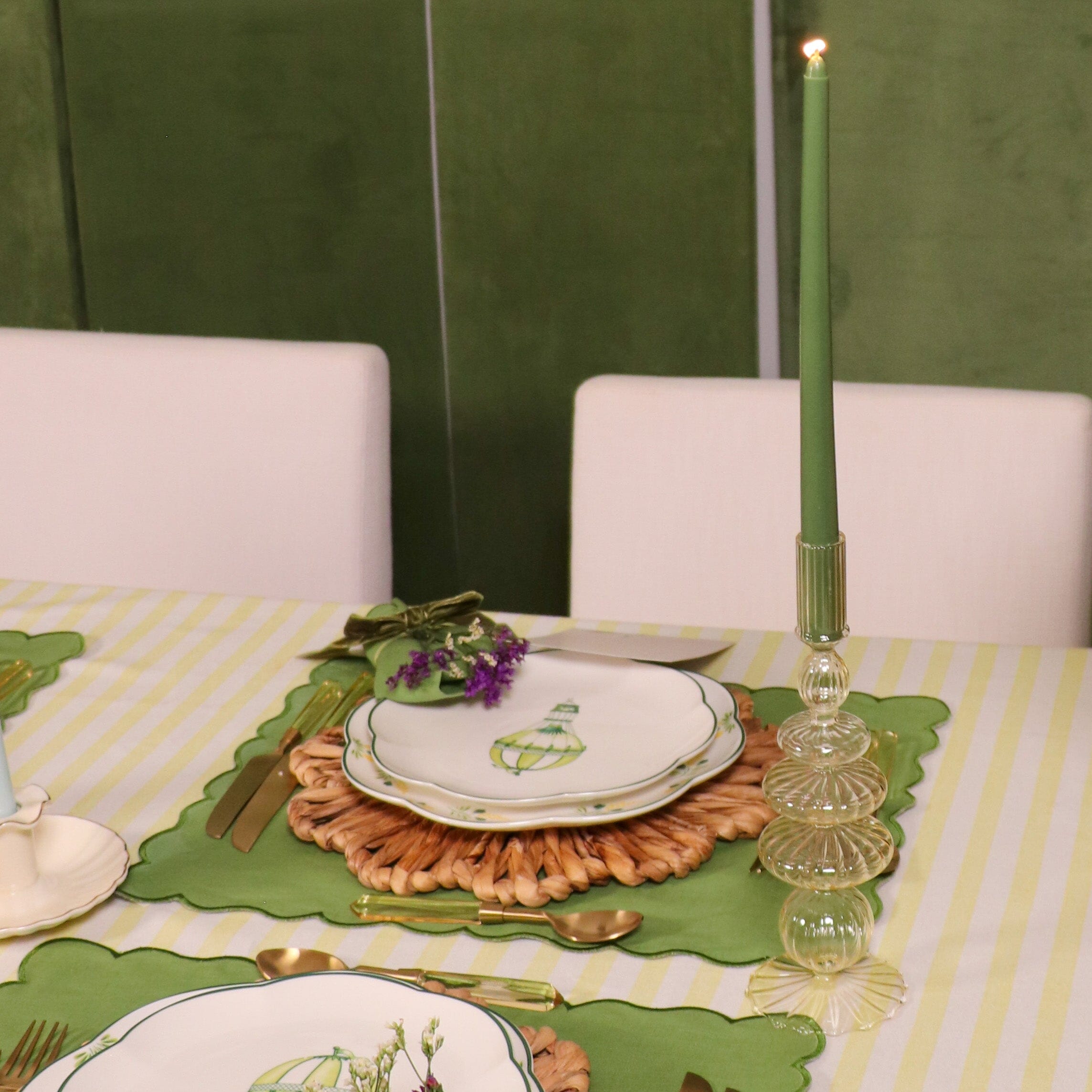 24 Extra Tall Pine Green Taper Candle - 6 Packs of 4-Briton Court