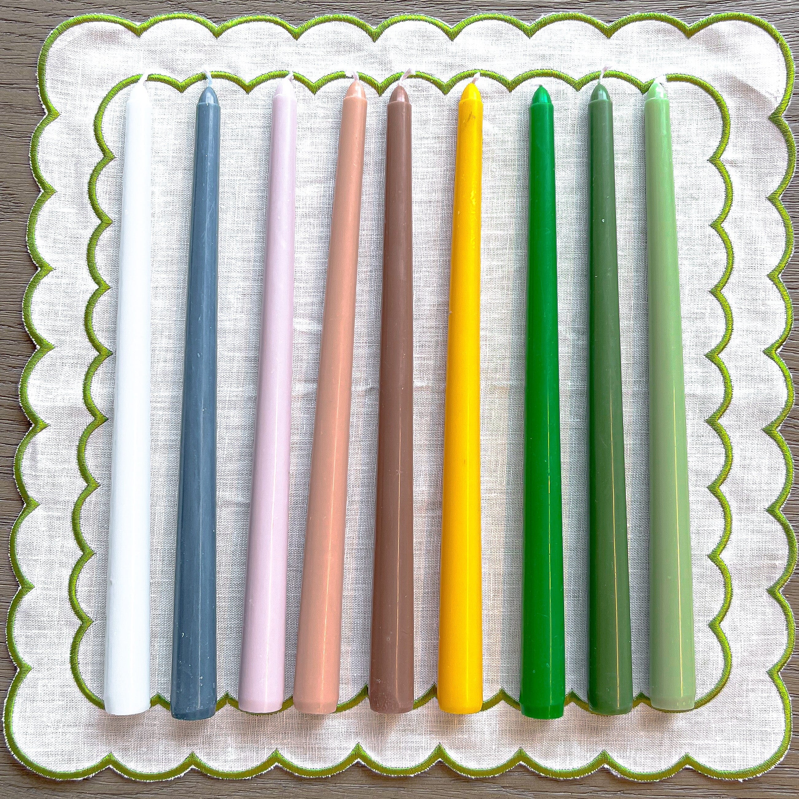 Extra Tall Pine Green Taper Candle, 1 Case of 24 Packs (4 Candles per Pack)-Briton Court