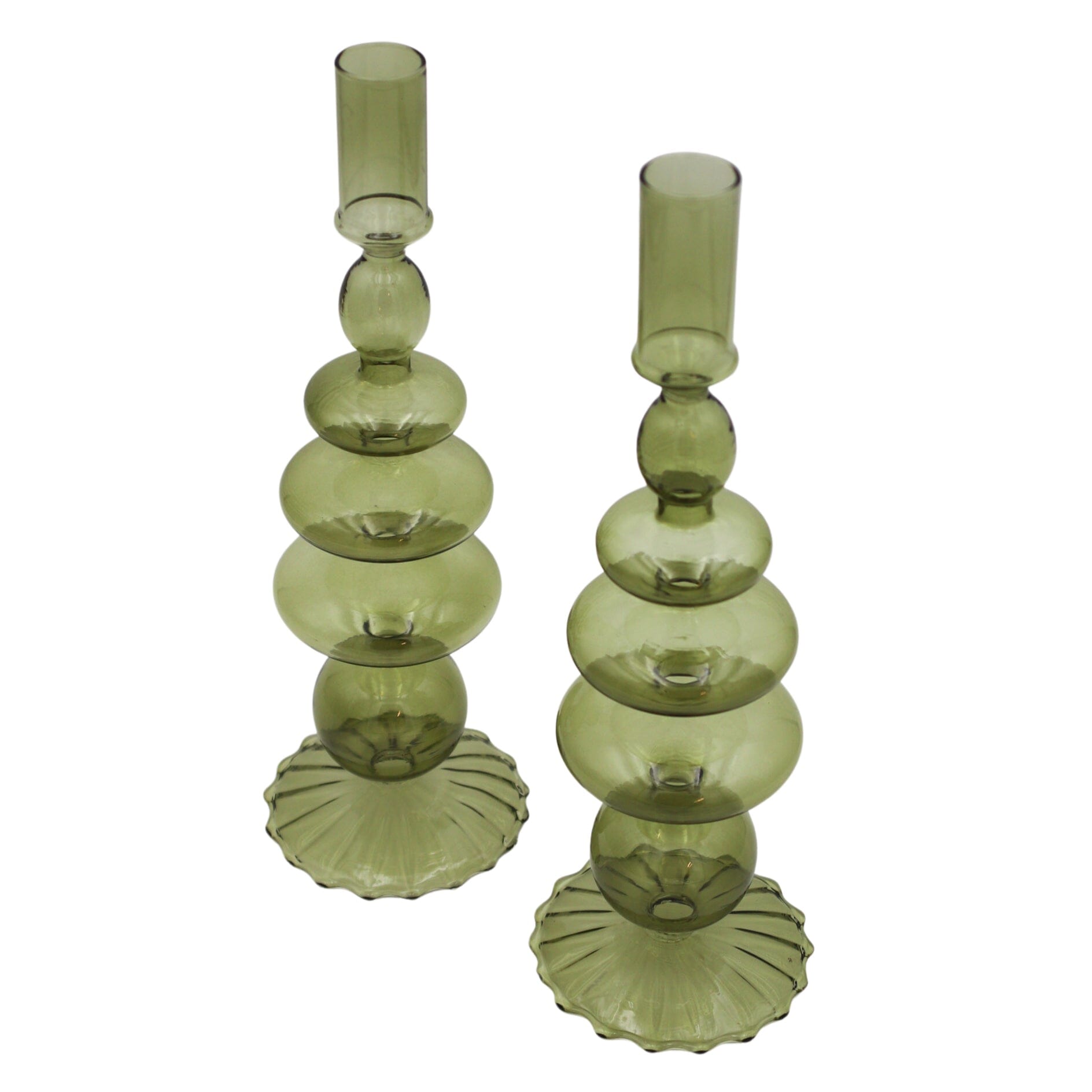 Willow Green Candle Holder - Pair-Briton Court