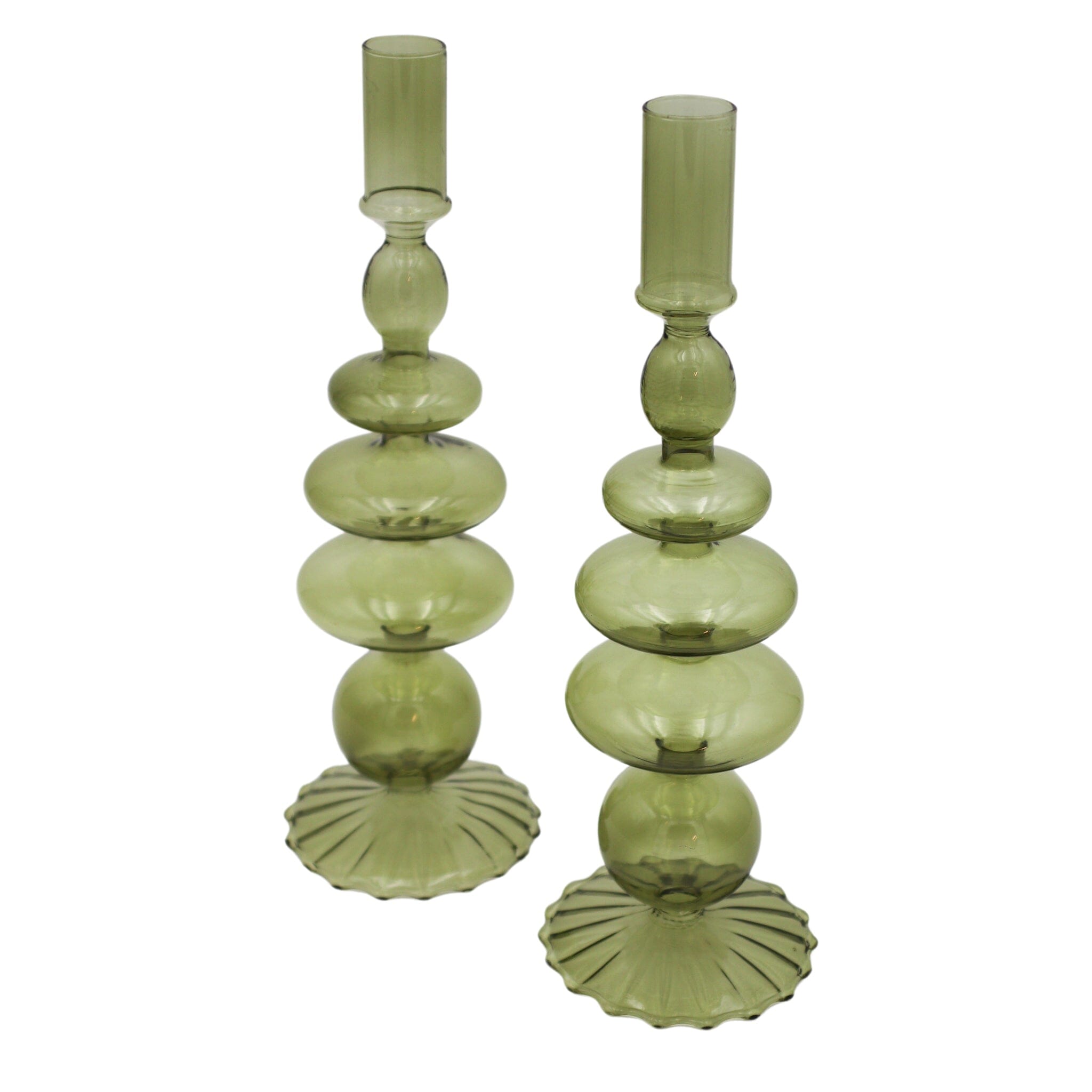 Willow Green Candle Holder - Pair-Briton Court