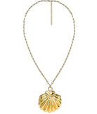 Ashley - Large Gold & Pearl Shell Charm Necklace - 18k Gold Plated-Briton Court