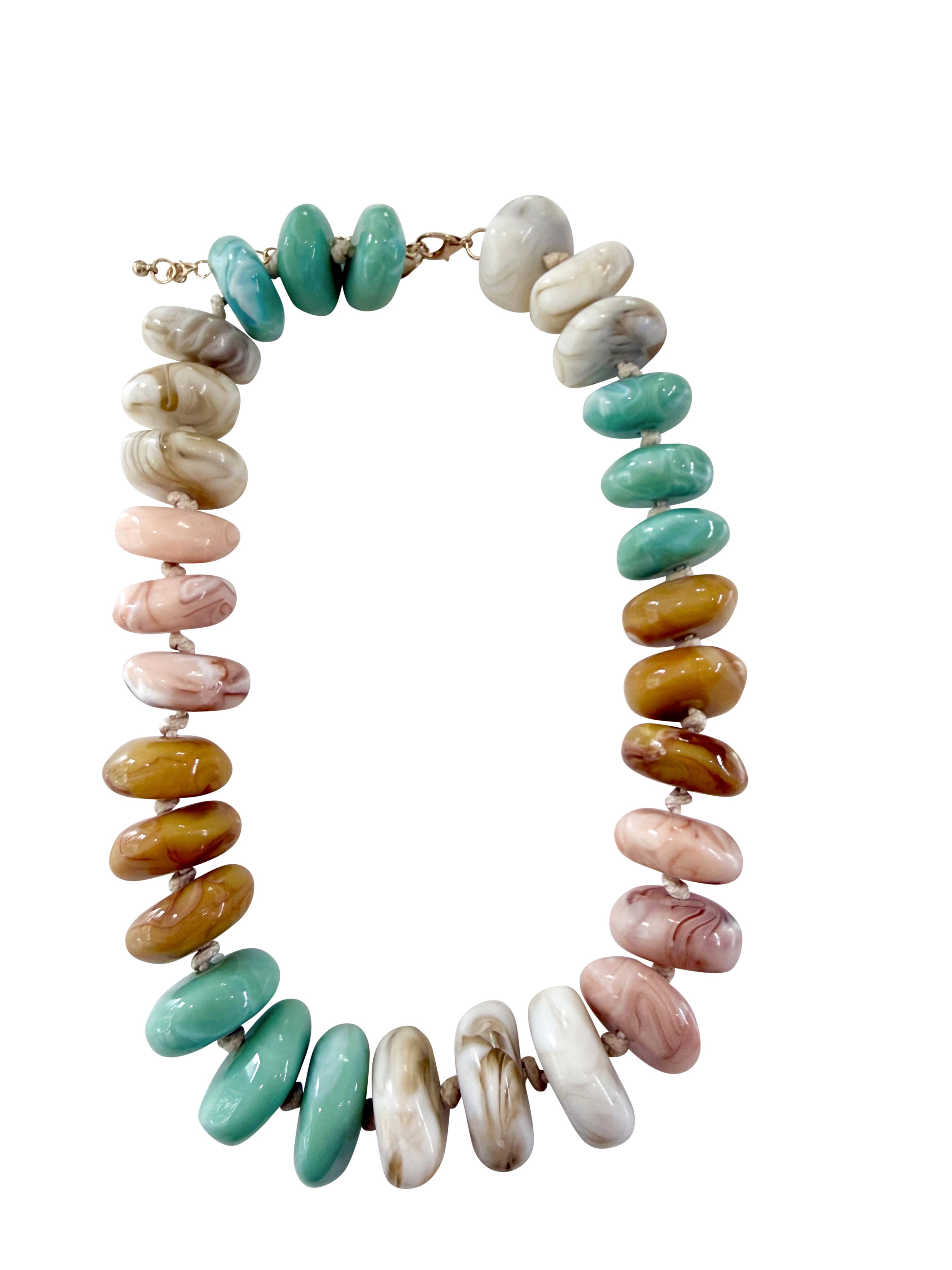 Delray Chunky Beaded Necklace-Tan Mint-Briton Court