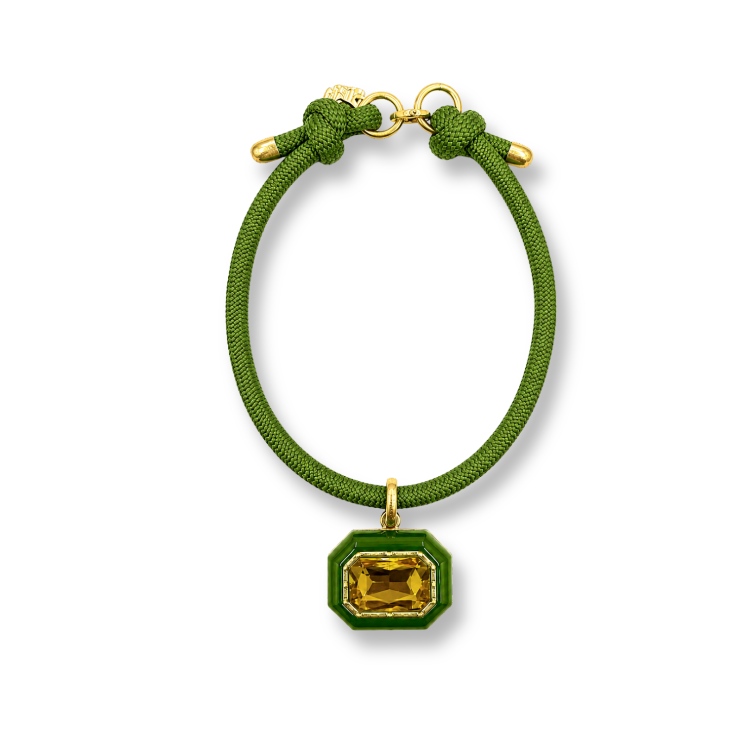 Lena Green Resin Octagon And Topaz Crystal Pendant-Briton Court