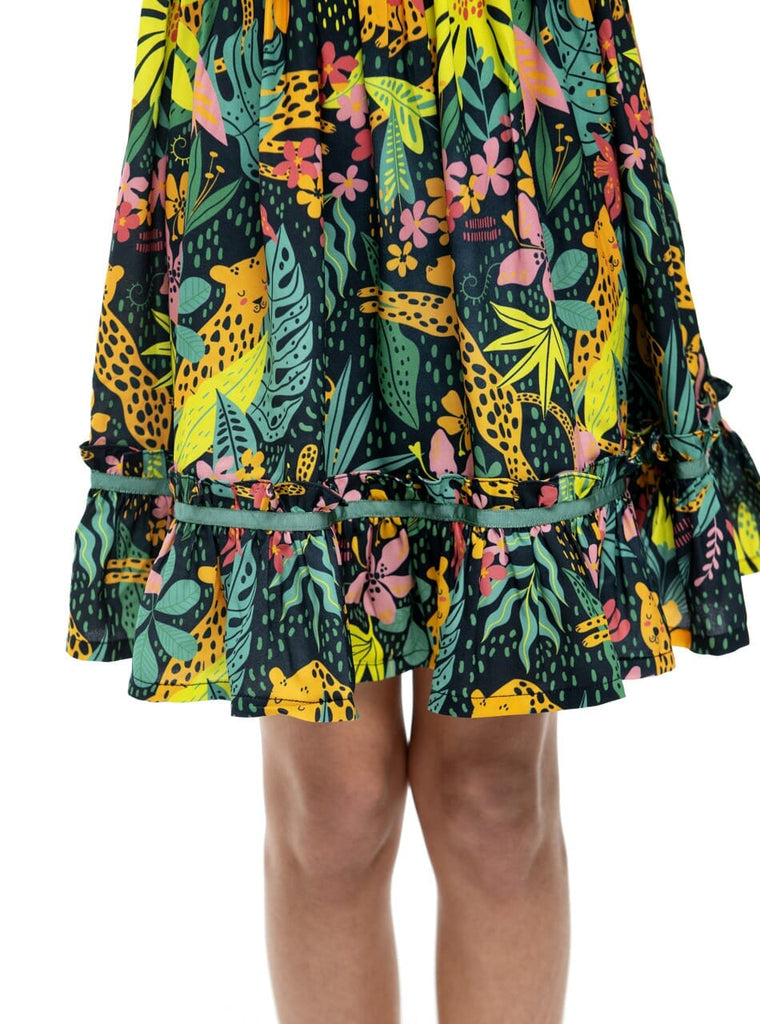 Upclose picture of Nati Jungle dress to show design.