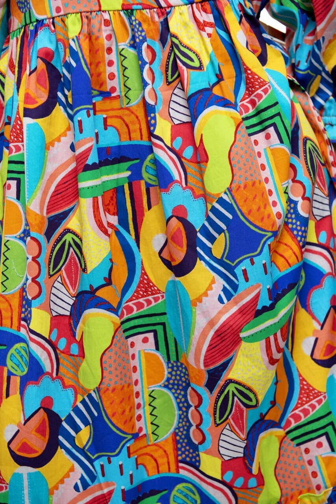 Up close picture of Market Tangerine Punch dress.