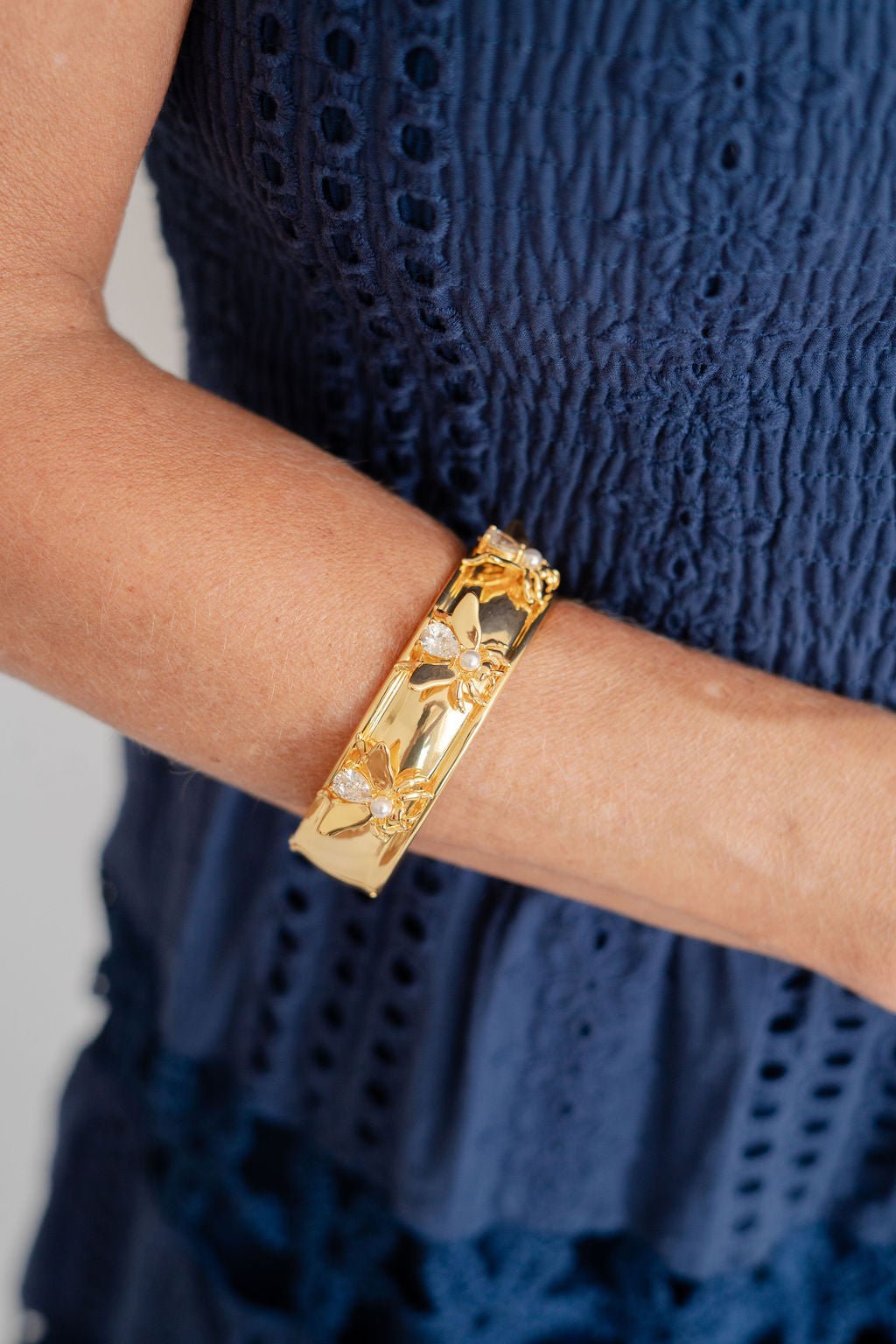 Bee Hinged Cuff - 18k Gold Plated-Briton Court