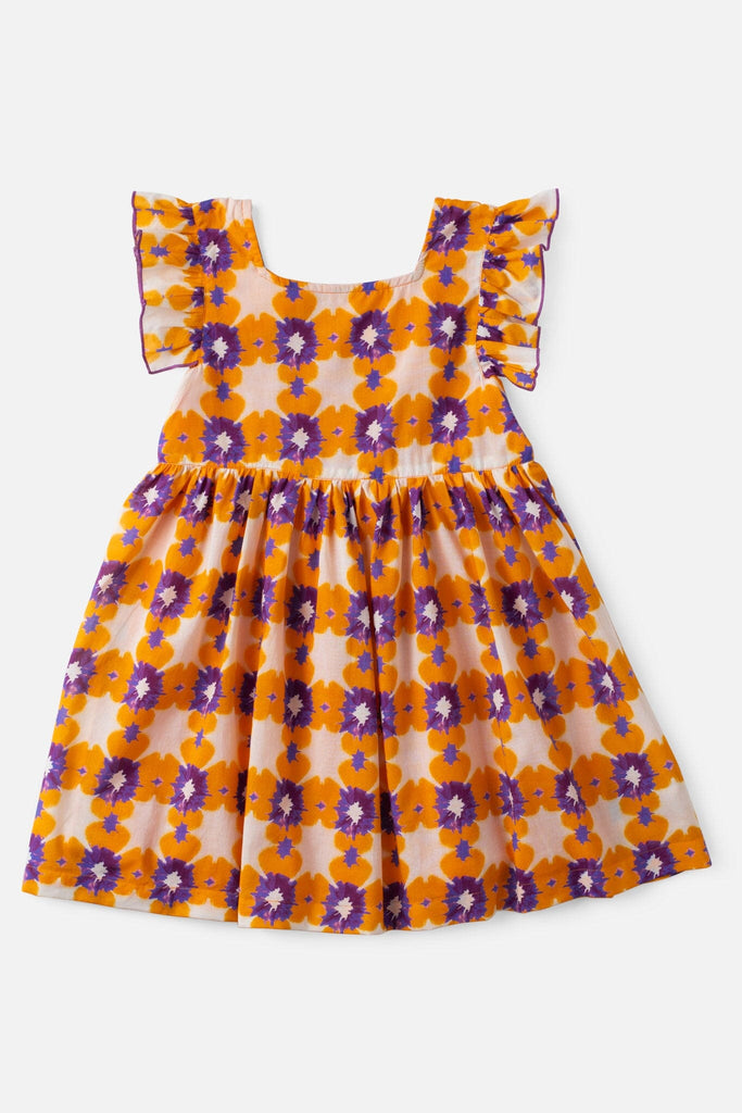 girls flutter sleeve tie dye dress - briton court