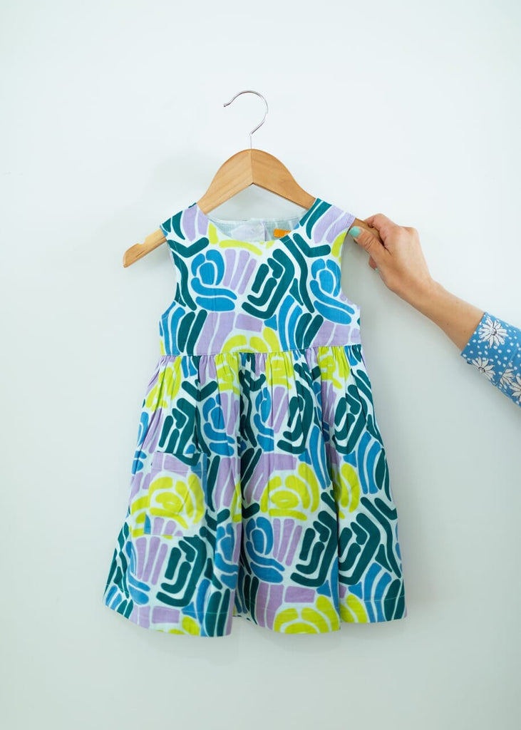 Aqua Wavy design dress for girls