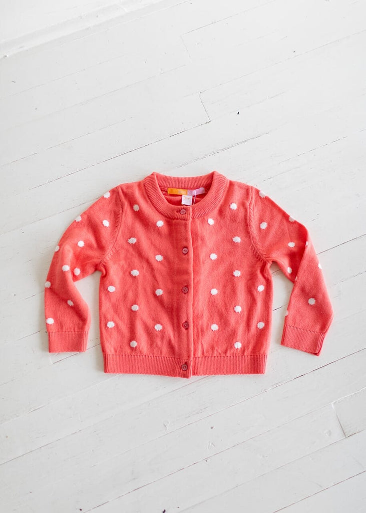 Evelyn Girls Cardigan- Pink Polka Dot-Briton Court