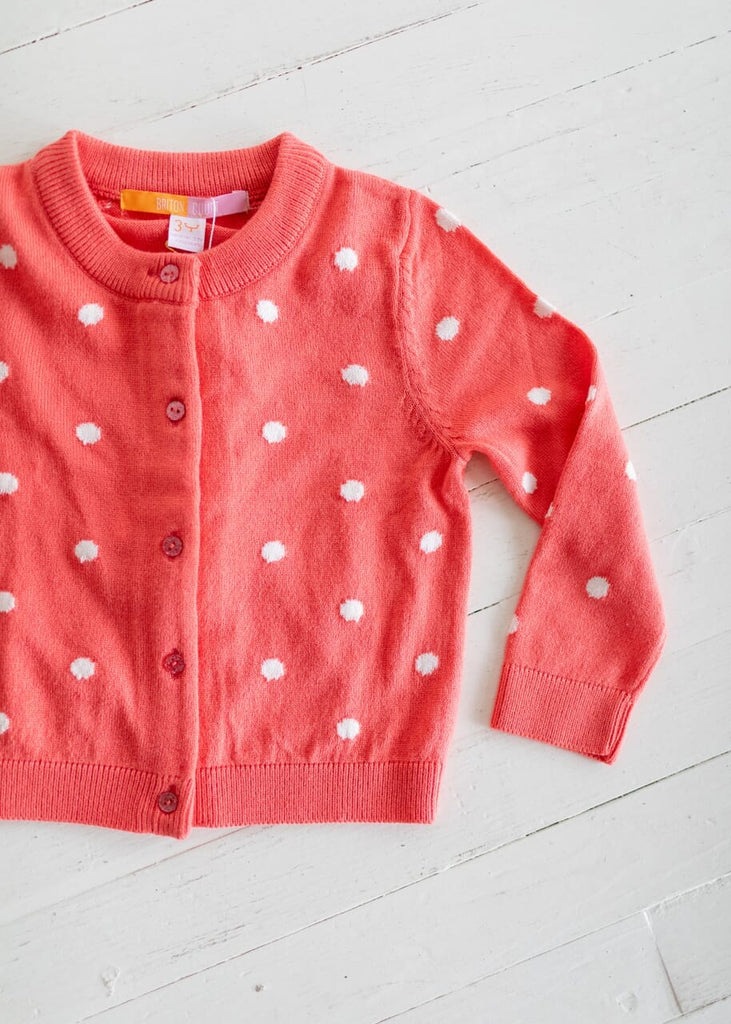 Evelyn Girls Cardigan- Pink Polka Dot-Briton Court