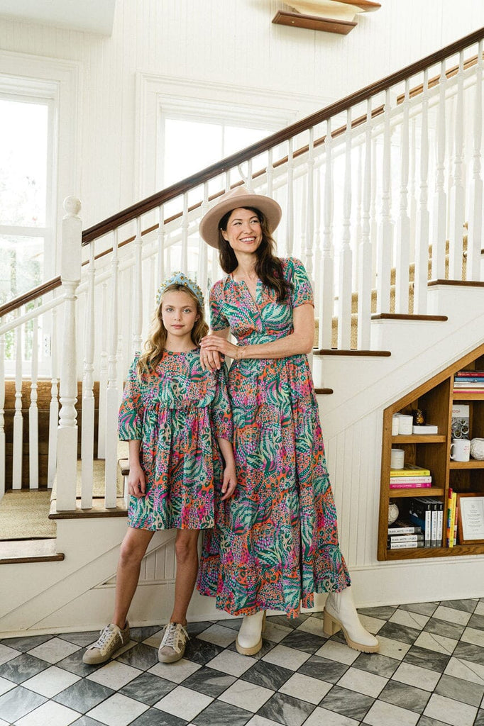 Woman and girl matching while wearing Willow Lime Punch maxi dress.