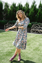 Whit Flounce Dress- Lilac Fruit & Leaves-Briton Court