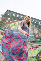 womens strawberry printed maxi dress - briton court