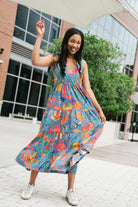 womens seashell printed maxi dress - briton court