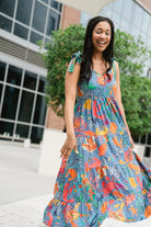 womens seashell printed maxi dress - briton court