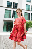Girls tiered printed dress - briton court